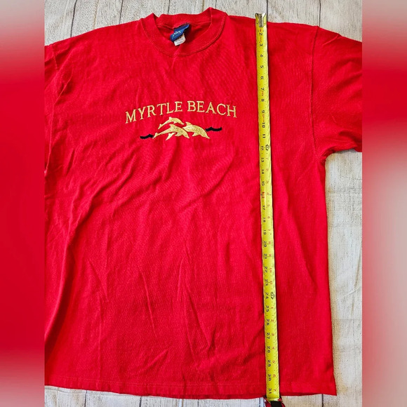 Oarsman 913 Vintage •Size XL• Red Tee Shirt Men's Embroidered Myrtle Beach Gold - Picture 3 of 7